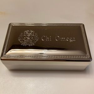 Chi Omega Silver Jewelry/Pin Box